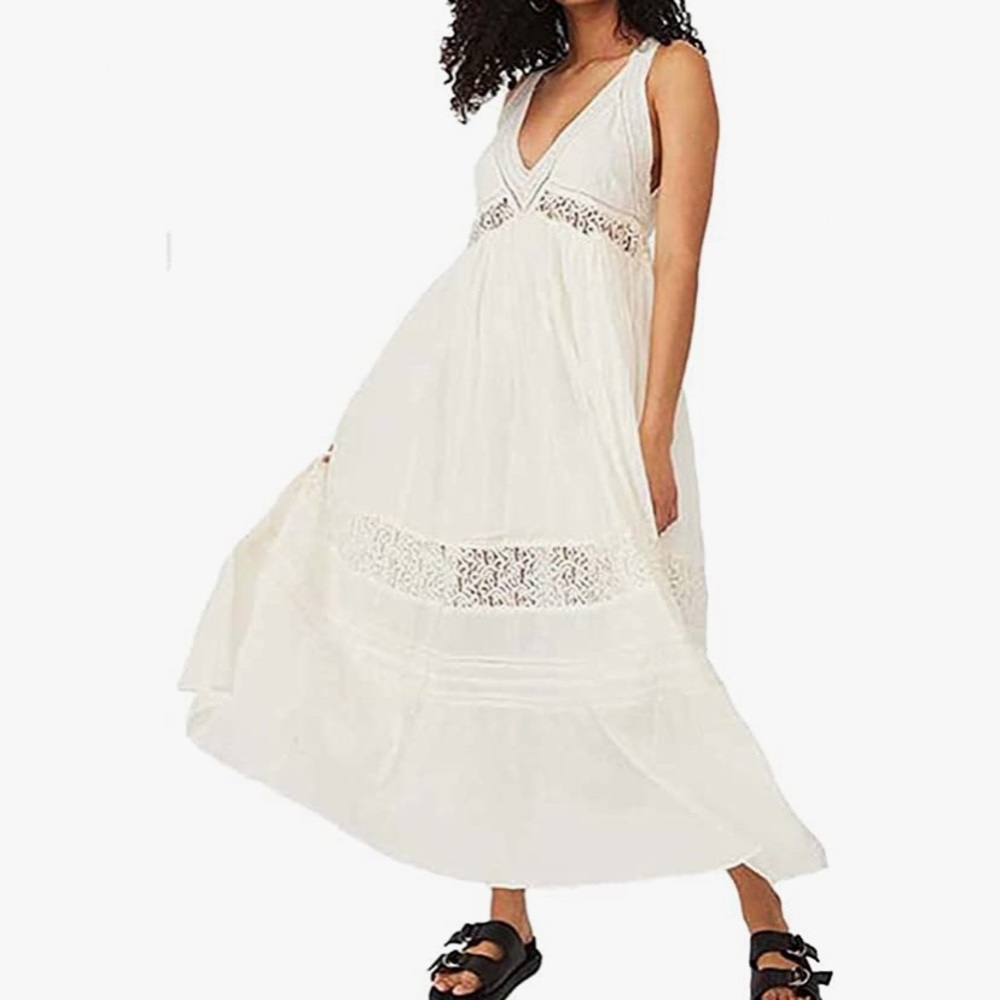 NWT | FREE PEOPLE | clara lace maxi dress in ivory - Picture 3 of 8